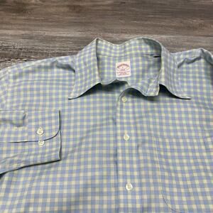Brooks Brothers 346 Blue White Gingham Check Mens L Long Sleeve Button Up Shirt